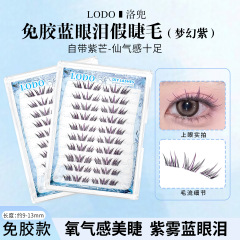 一件代发梦幻紫爆款蓝眼泪假睫毛洛兜分段式纯欲免胶上镜仿真自然