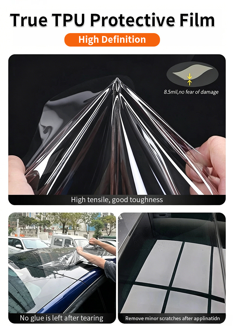 Cross-Border Exclusive Supply for 2020-2024 Model 3 Pre-Cut Tpu Sunroof Black Crystal Ice Armor Heat Insulation Film