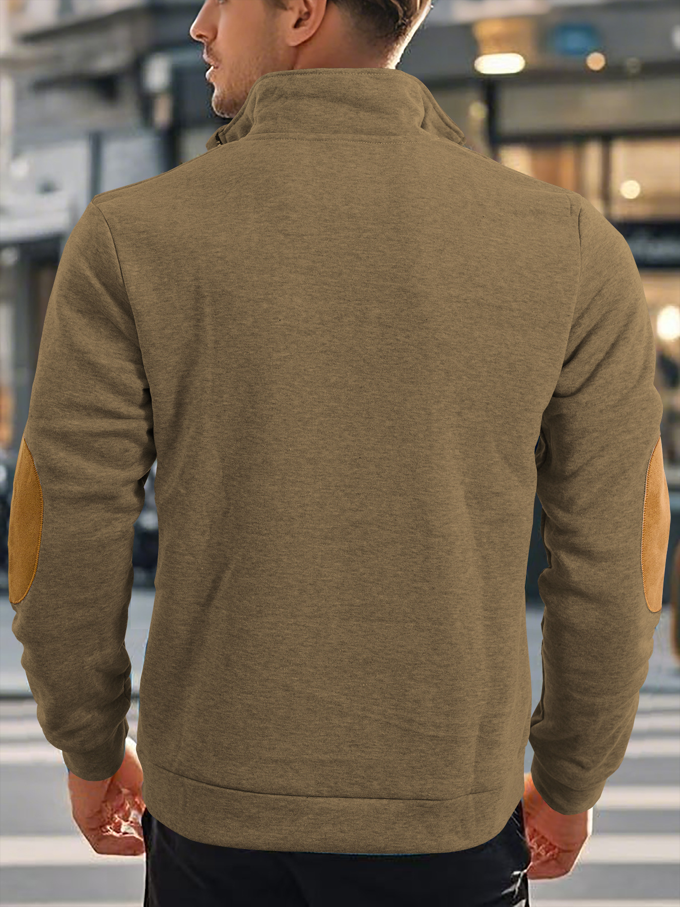 Embroidered Men's Hoodies With Stand Collar And Colour-block Style_voghion.com