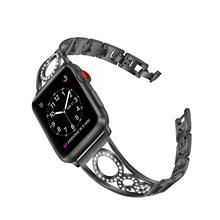 适用苹果手表Apple watch7镶钻金属表带 三圈葫芦形镯式合金腕带