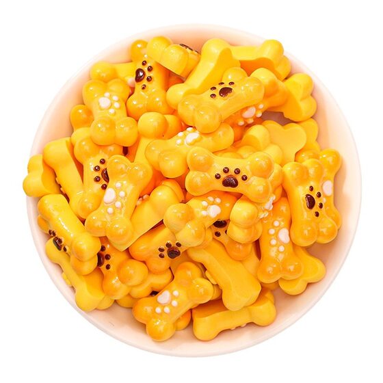 Imitation eating and playing puppy bone biscuits children's toy patch diy cream gel hair clip key chain resin jewelry