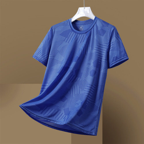 Summer Men's Short Sleeve Camouflage Oversized Crew Neck T-Shirt for Sports, Casual Outdoor Running Fitness Quick-Drying Cooling Top