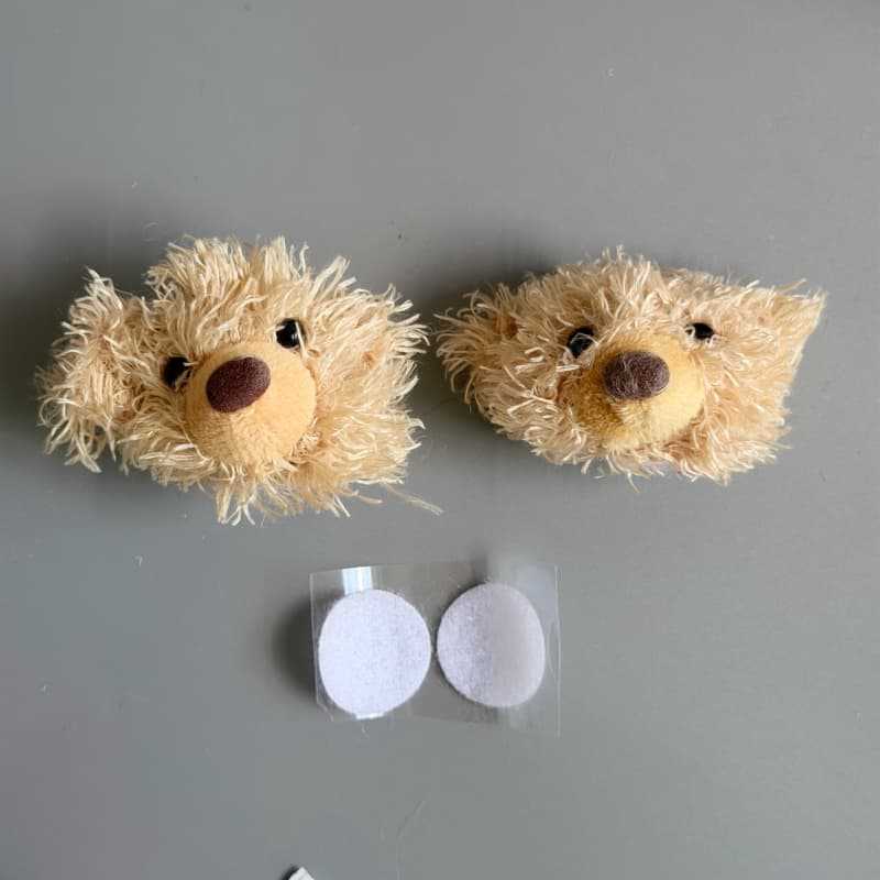 Plush cartoon doll helmet accessory, universal for motorcycle and ski helmets, featuring cat and fox ears and bow ties