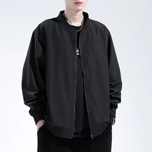 Casual Short Collar Thin Jacket for Men Spring and Autumn Baseball Style Trendy Outerwear for Teenagers