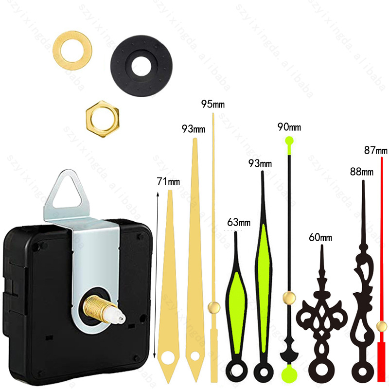 Set completo de movimiento de reloj nuevo modelo, venta caliente transfronterizo, silencioso y fluorescente luminoso, aguja de reloj metálica, para reloj de pared DIY