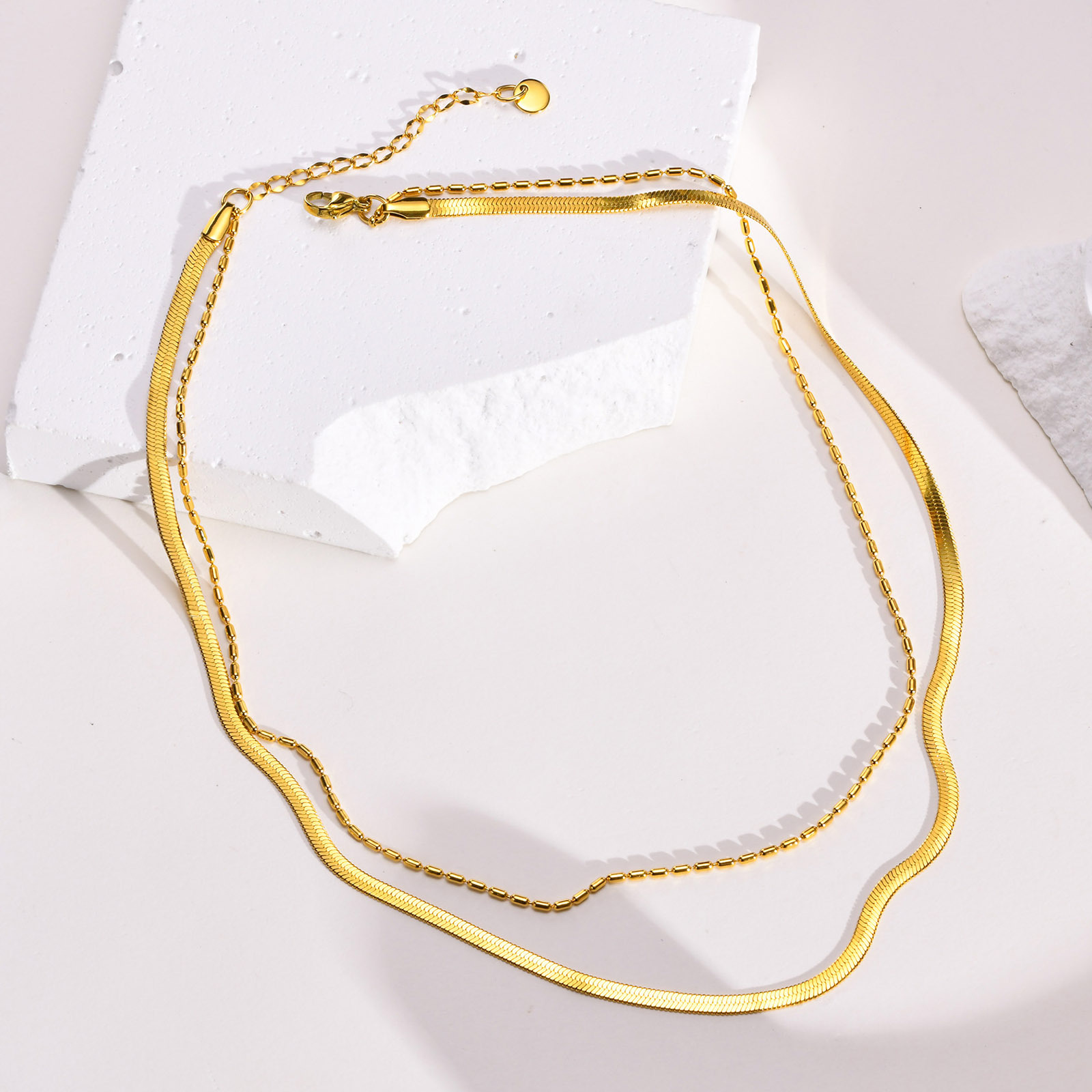 Fashion Solid Color Stainless Steel Layered Necklaces Plating Stainless Steel Necklaces_colorza_5