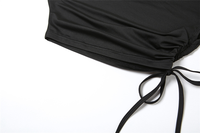 Winter Women Clothing Slant Shoulder Cropped T shirt Slim Hip Bag Skirt Set