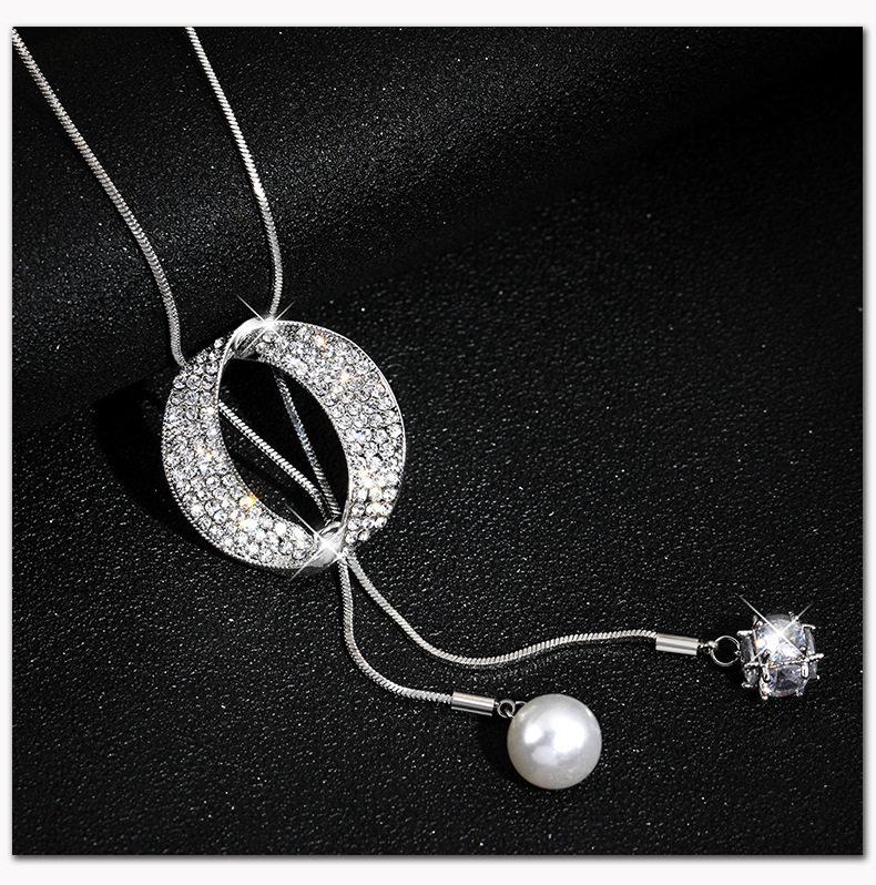 Mode Quaste Legierung Inlay Künstliche Perlen Strasssteine Frau Halskette 1 Stück display picture 3