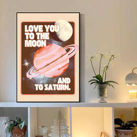 亚马逊跨境太空星球帆布画现代创意简约海报客厅卧室无框装饰画芯