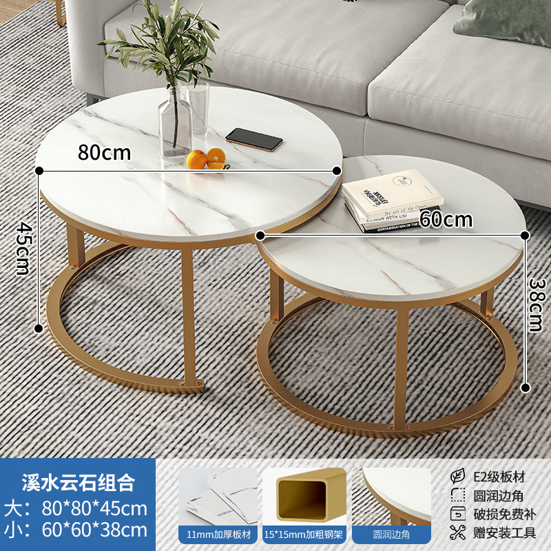 Mesa de centro de pizarra de roca 2024 nuevo estilo sala de estar hogar pequeño apartamento simple moderno sofá de lujo ligero mesa de centro pequeña redonda mesa