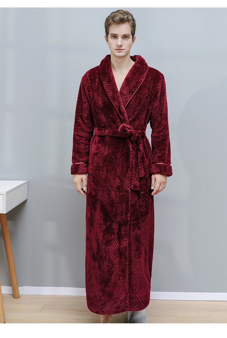 Camicia da notte da donna invernale coppia accappatoio in pile corallo più velluto flanella ispessita pigiama da uomo autunno e inverno lungo_voghion.com