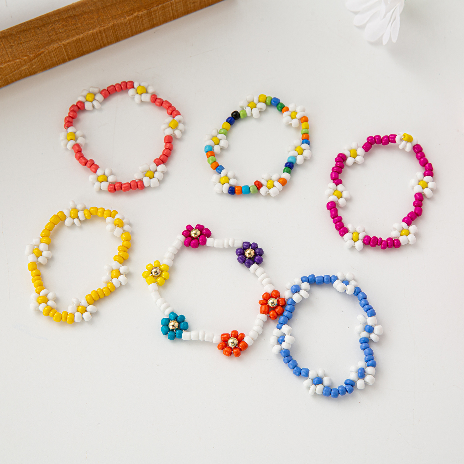 11g Weight Bracelets, Necklace Classification 1 Piece, 1 Set Quantity Holiday, Daily Occasion Resin, Seed Bead Material Flower Pattern Kid'S Gender Beaded Design Cartoon Style, Cute Style Cartoon Style Cute Flower Resin Seed Bead Beaded Kid'S Bracelets Necklace 2