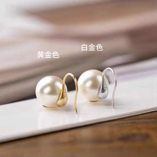 Temperament Shijia Pearl Ear Hook Earrings Women's Light Luxury High-end Earrings 925 Sterling Silver Earrings Niche Pearl Earrings