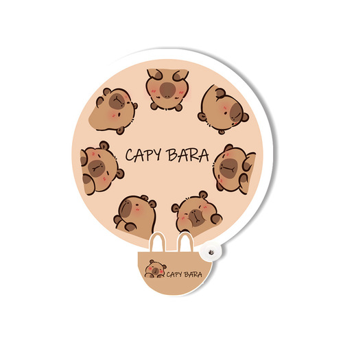 Reflective fan with cute cartoon mini hand-held foldable round fan, portable summer original lighting tool