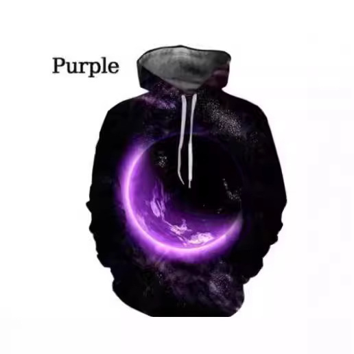 Men's and Women's Hooded Sweatshirt Space Galaxy 3D Printed Clothing Non-Positive Jersey Fashion Spring and Autum