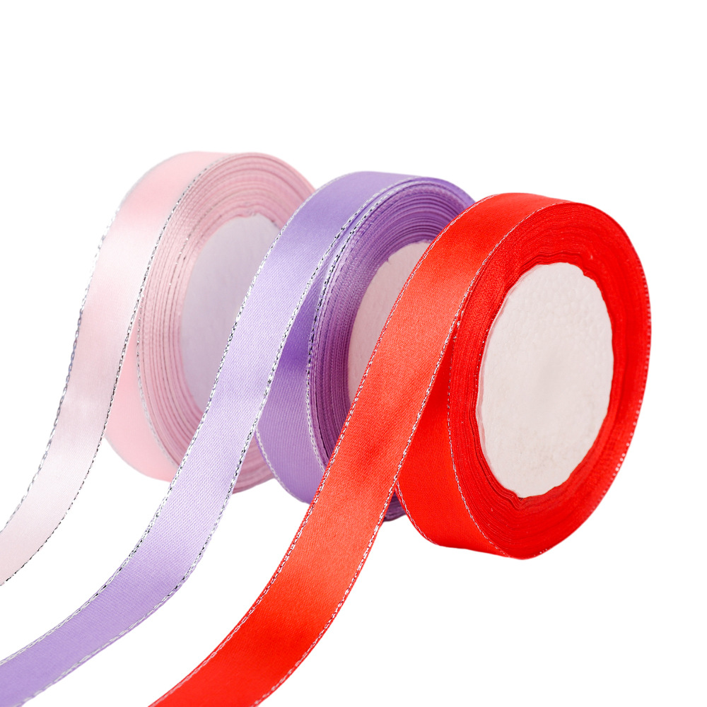 제조업체 도매 생일 케이크 선물 상자 실버 에지 리본 DIY 웨딩 캔디 상자 꽃 리본 꽃다발 골드 에지 리본