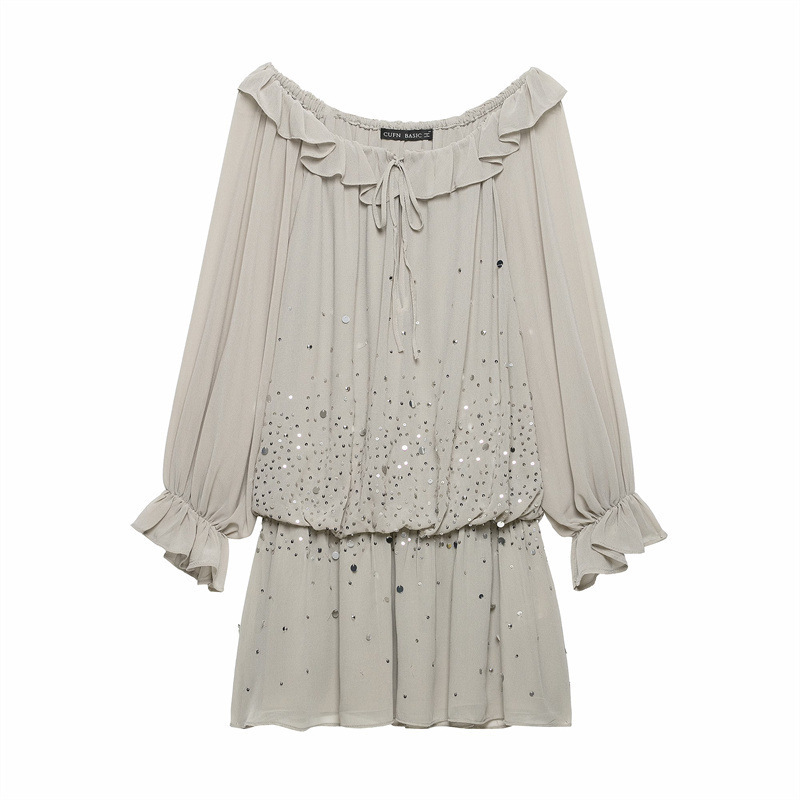 Foreign Trade European and American Style 2026 Summer New Sequin Layered Long Sleeve Dress 7521309 Foreign Trade European and American Style 2026 Summer New Sequin Layered Long Sleeve Dress 7521309