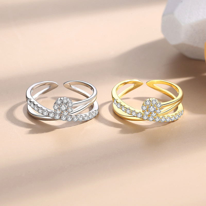 925 plata esterlina pequeña línea de flores anillo de diamantes joyería de moda estilo japonés y coreano doble capa apilada anillo de mujer al por mayor