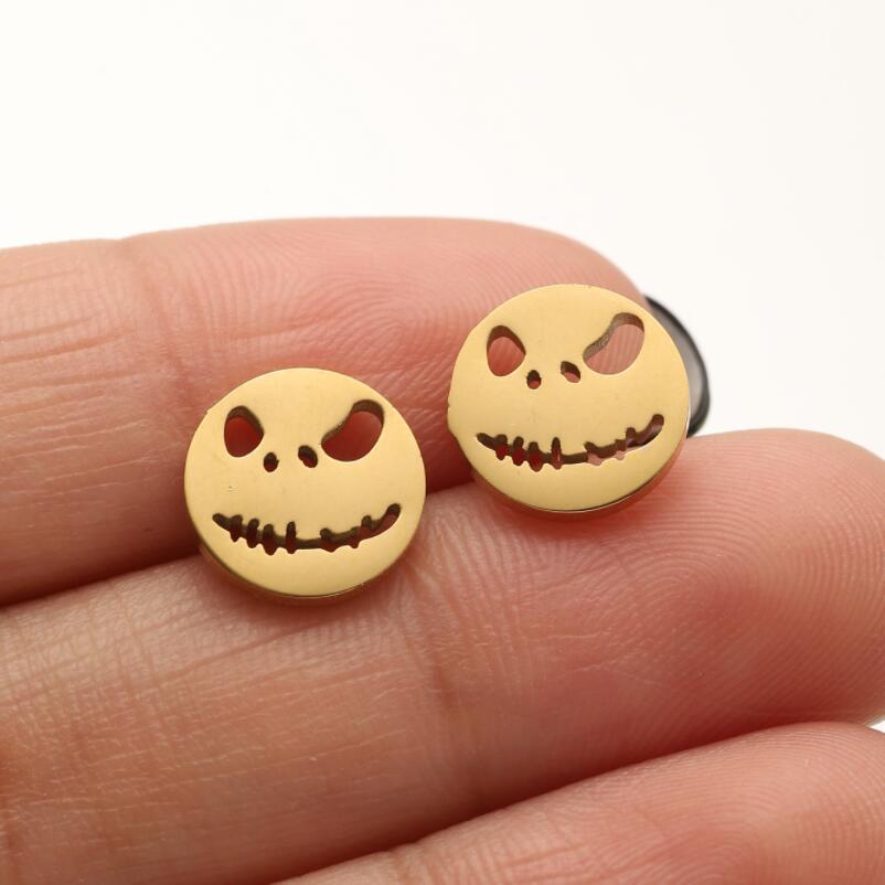 1 Pair Funny Simple Style Cool Style Smiley Face Plating Hollow Out Stainless Steel Ear Studs display picture 4