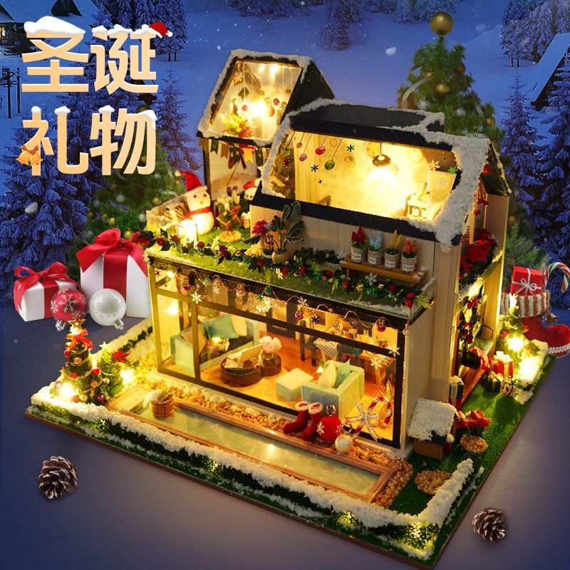 Christmas Gift DIY Handmade Cabin House Model House Assembled Kidsren's Toys Birthday Gift for Boys Christmas Gift DIY Handmade Cabin House Model House Assembled Kidsren's Toys Birthday Gift for Boys