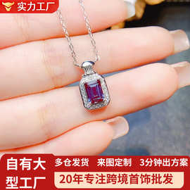 工厂批发爆款亚历山大项链S925银镶嵌主石5*7热销欧美一件代发