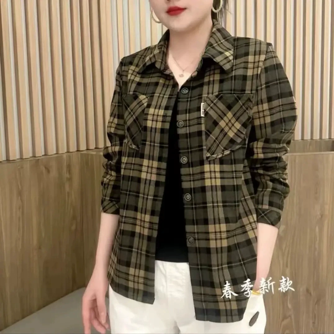 [Оригинальное качество] Новая весна и осень 2025 года рубашка куртка дикая солнцезащитный крем тонкий клетчатый топ