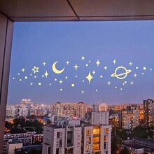 镂空星星月亮星球卡通汽车装饰反光贴纸车窗玻璃手机平板装饰贴