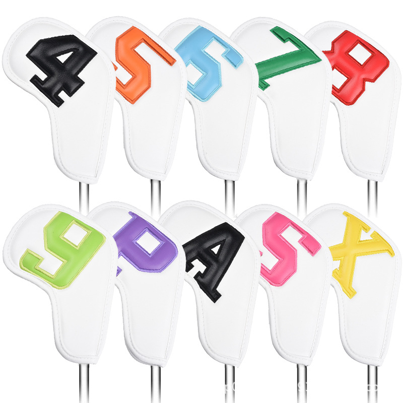 Venta caliente transfronteriza de Golf PU cubierta de varilla de hierro colorido digital cabeza del club cubierta protectora tapa suministros de Golf