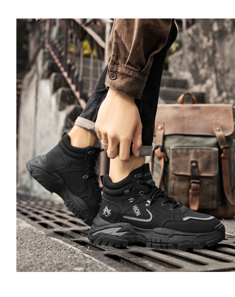 Giày bốt Martin nam cổ cao đế dày chống trơn, giày leo núi da lì lợm phong cách casual — W2161 màu vàng, W2161 màu xanh lá cây, W2161 màu đen chi tiết 12
