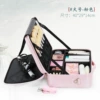 Big fuchsia straps, suitcase