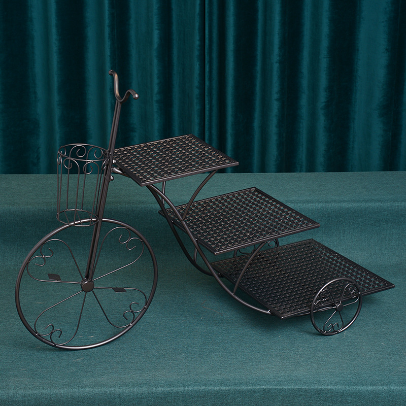 De estilo europeo creativo pastel de hierro soporte cuadrado bicicleta cumpleaños boda merienda soporte de tres capas multi-capa postre soporte de exhibición image 8