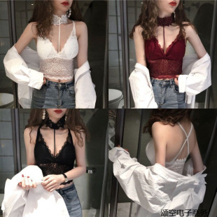 Sexy Halter Neck Tube Top with Beautiful Back, Strapless Lace Crochet Long and Short Tank Top Base Underwear Popular Style