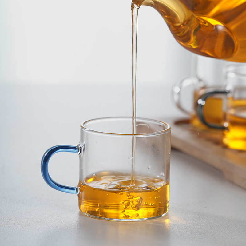 Fábrica de espesar alto borosilicato resistente al calor vidrio para el hogar taza de té de seis colores taza de té