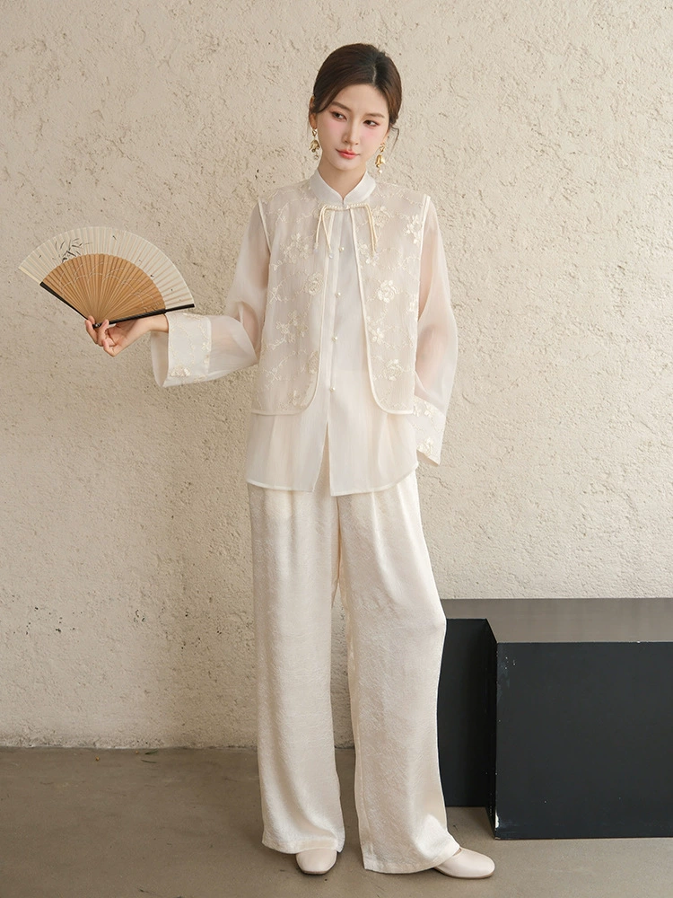 Trousers, white Hanfu, Chinese style