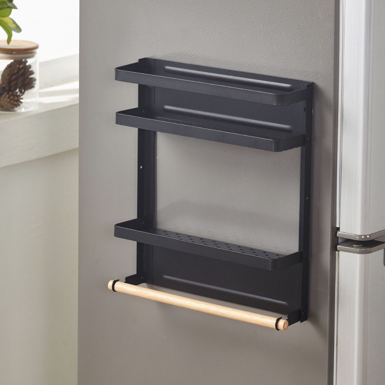 Directo de fábrica Amazon transfronterizo plegable refrigerador rack de almacenamiento suministros de cocina rack de almacenamiento estante del imán del hogar