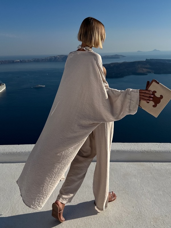 欧美跨境女装2025夏季新款时尚灯笼袖开衫外套阔腿长裤休闲套装|undefined