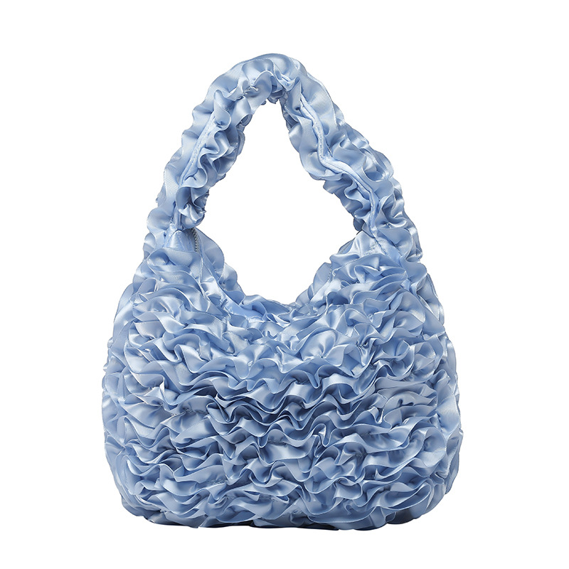 Bolsa de crema de diseño de nicho 2025 verano nuevo bolso femenino plisado pétalo bolso de moda de gran capacidad