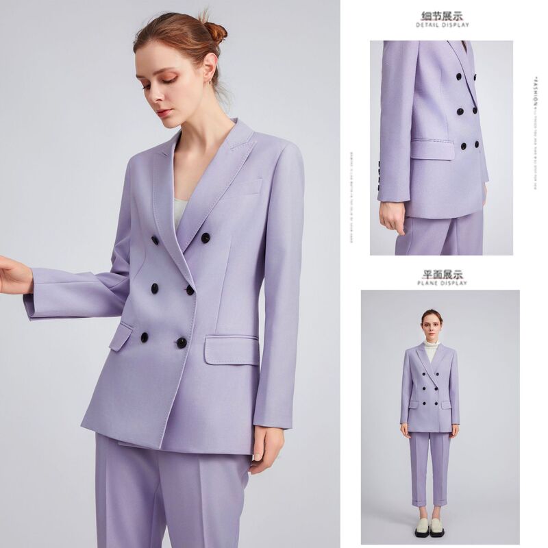 2024 New Spring Blazer for Women in Macaron Color Series, Double-Breasted, Slim Fit, Fashionable and Trendy Suit