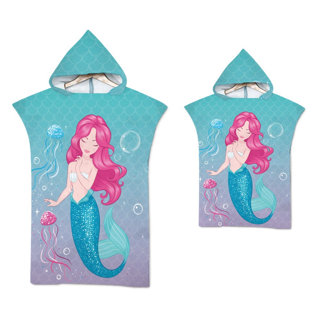 Русалка банное полотенце с капюшоном пляжное полотенце накидка Приморская одежда халат банное полотенце с капюшоном Заказать 1