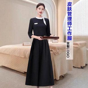 Does Not Fade! Beauty Salon Work Clothes for Women, Classy Beauty Special Front Desk Elegant Suit, Short-Sleeved Beautician