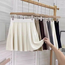 针织百褶裙白色短裙女 秋冬新款设计感显瘦A字裙灰色高腰半身裙