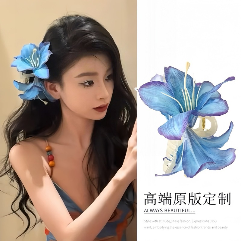 早春配饰玫瑰花白色花朵发夹大号鸭嘴夹女2025年新款高级感发饰品|undefined