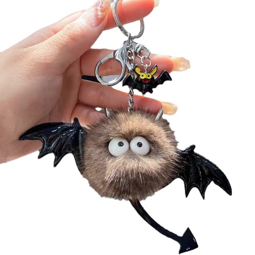 Cute real mink fur little devil bag pendant small briquette plush pendant fur ball elf car key chain pendant