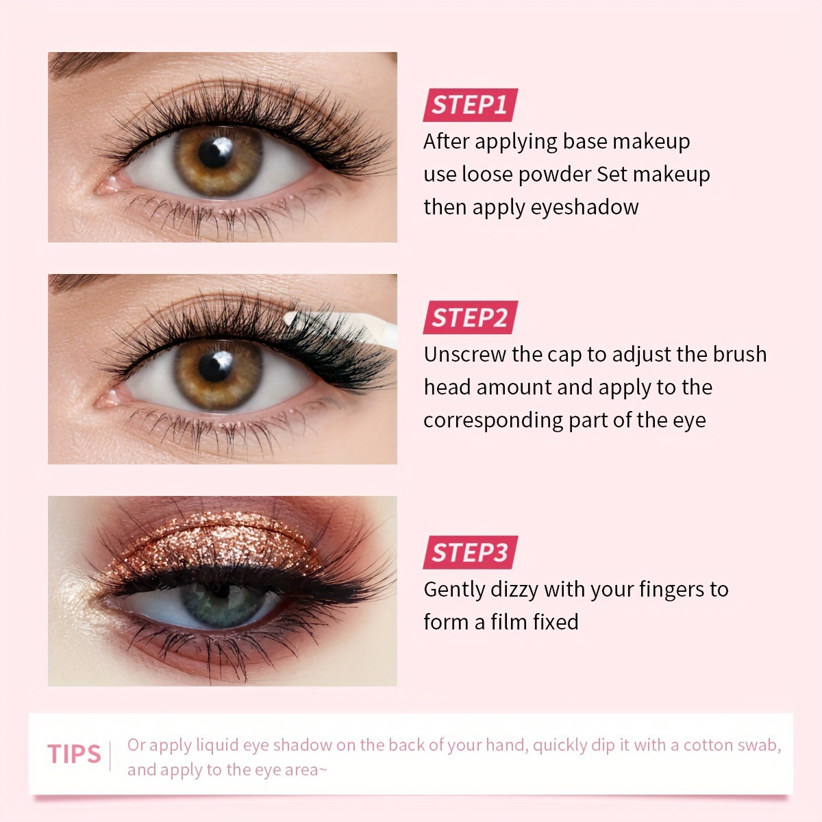 USHAS Sombra de ojos líquida de punto transfronterizo europeo y americano, película fina y brillante, sombra de ojos líquida impermeable de larga duración de alto brillo LG2533