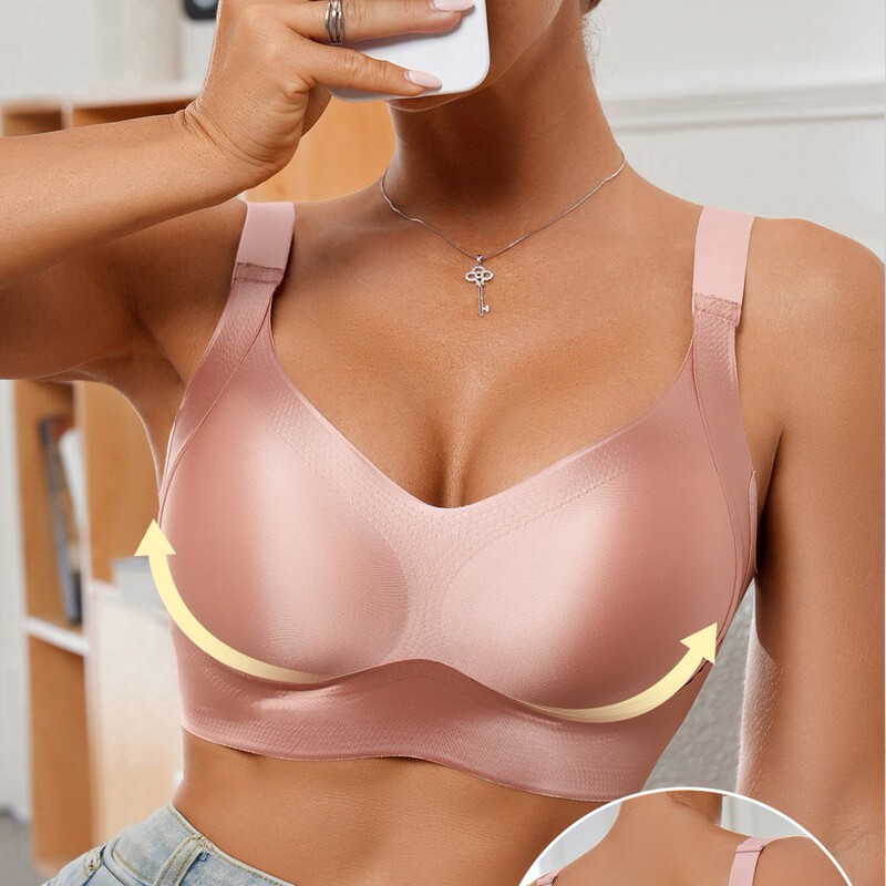 Cross-Border Foreign Trade Bra New Style Satin Soft Skin-Friendly Push-Up Bra Without Underwire Seamless Underwear European and American Large Size Bra Cross-Border Foreign Trade Bra New Style Satin Soft Skin-Friendly Push-Up Bra Without Underwire Seamless Underwear European and American Large Size Bra