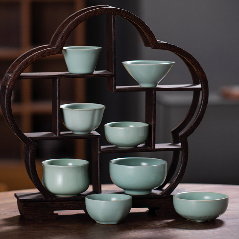 汝窯茶杯闘笠杯主人単杯陶磁器家庭用泡茶杯開片は汝磁器の工夫を養うことができます。|undefined