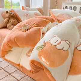 南通家纺床上2025新款雪花绒小清新印花四件套团购批发