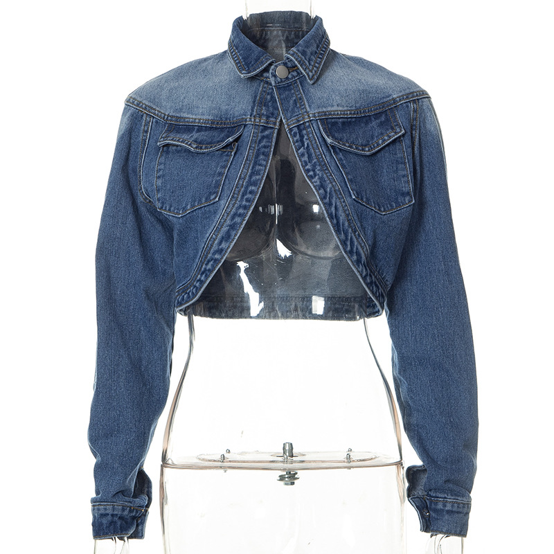 Fashion Solid Color Denim Pullovers Coat Denim Jacket