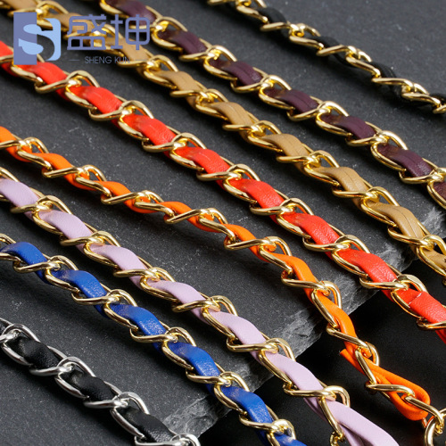 Customized Lightweight Aluminum Chain Bag Strap Replacement Metal Chain Shoulder Strap for Crossbody Bags with Leather Aluminum Chain Belt