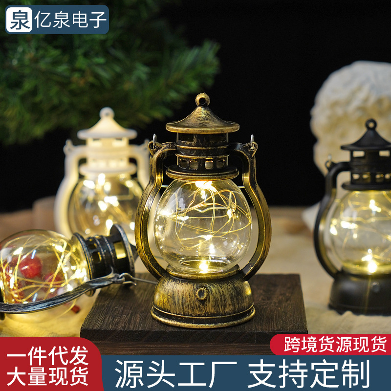 Cross-Border Retro Lantern Led Electronic Candle Light Portable Kerosene Lamp Holiday Romantic Decoration Atmosphere Light